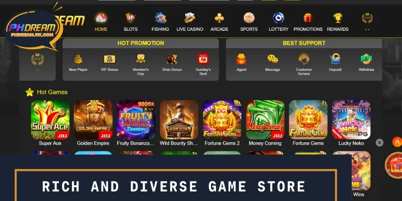 Has a rich and diverse online game store