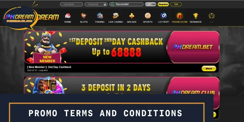 PHDREAM Promo terms and conditions