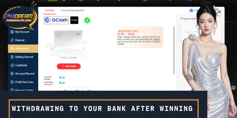 Withdrawing to your bank after winning